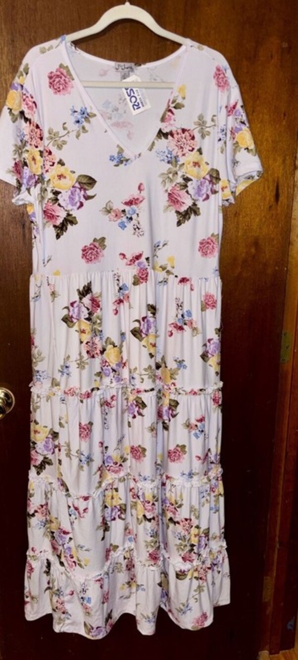 J for Justify Floral Tiered V-Neck Maxi Dress Size 2X